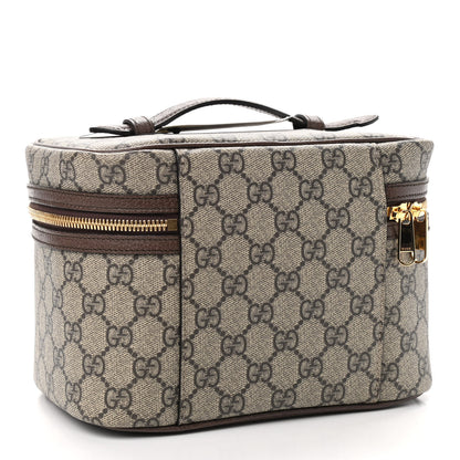 Gucci GG Supreme Monogram Textured Calfskin Web Small Ophidia Vanity Cosmetic Case Beige Ebony New Acero 3 of 10