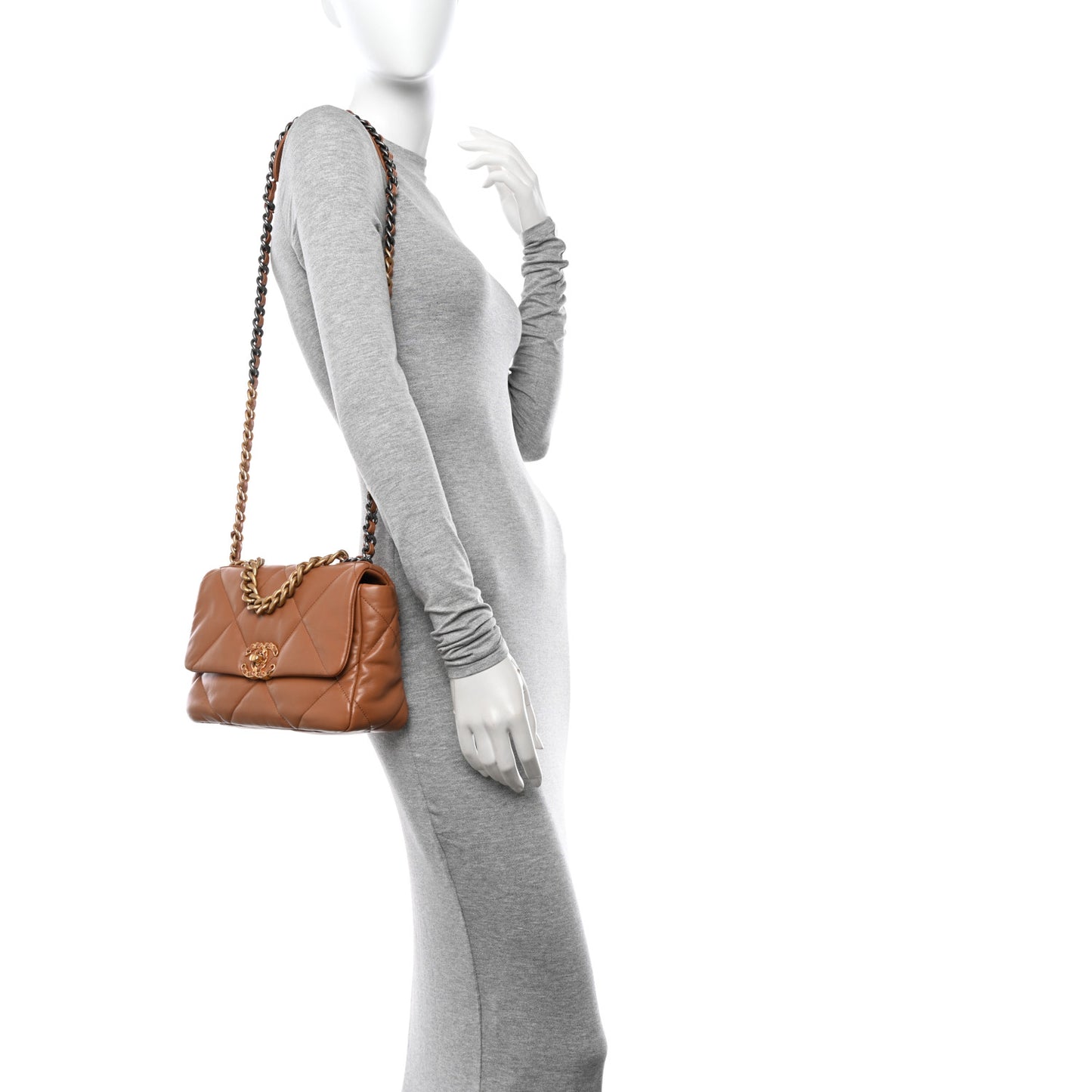 Lambskin Quilted Medium Chanel 19 Flap Brown