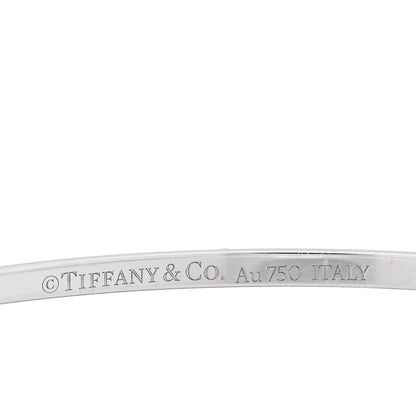 Tiffany 18K White Gold Diamond T Hinged Wire Bangle Bracelet 3 of 4