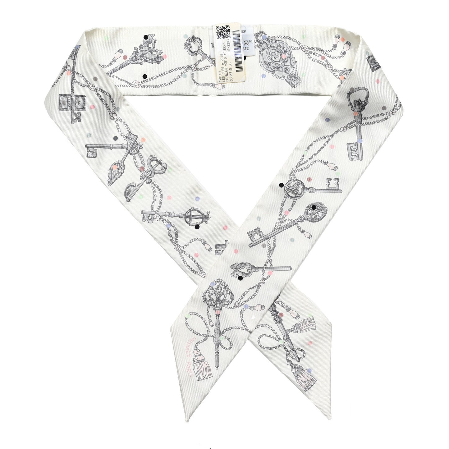 Silk Les Cles A Pois Twilly White Gris Acier