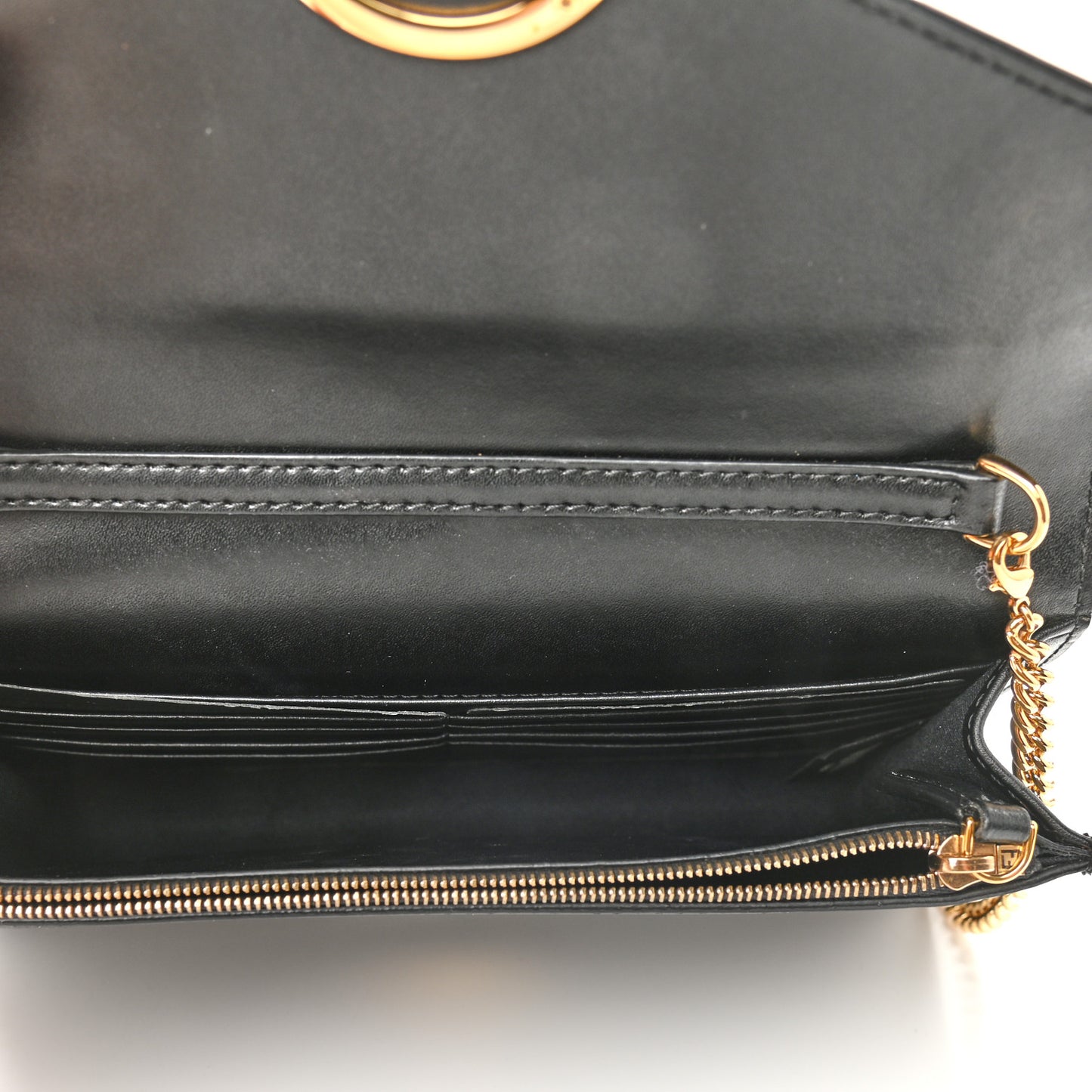 Vitello Liberty F is Fendi Studded Medium Envelope Wallet on Chain Black