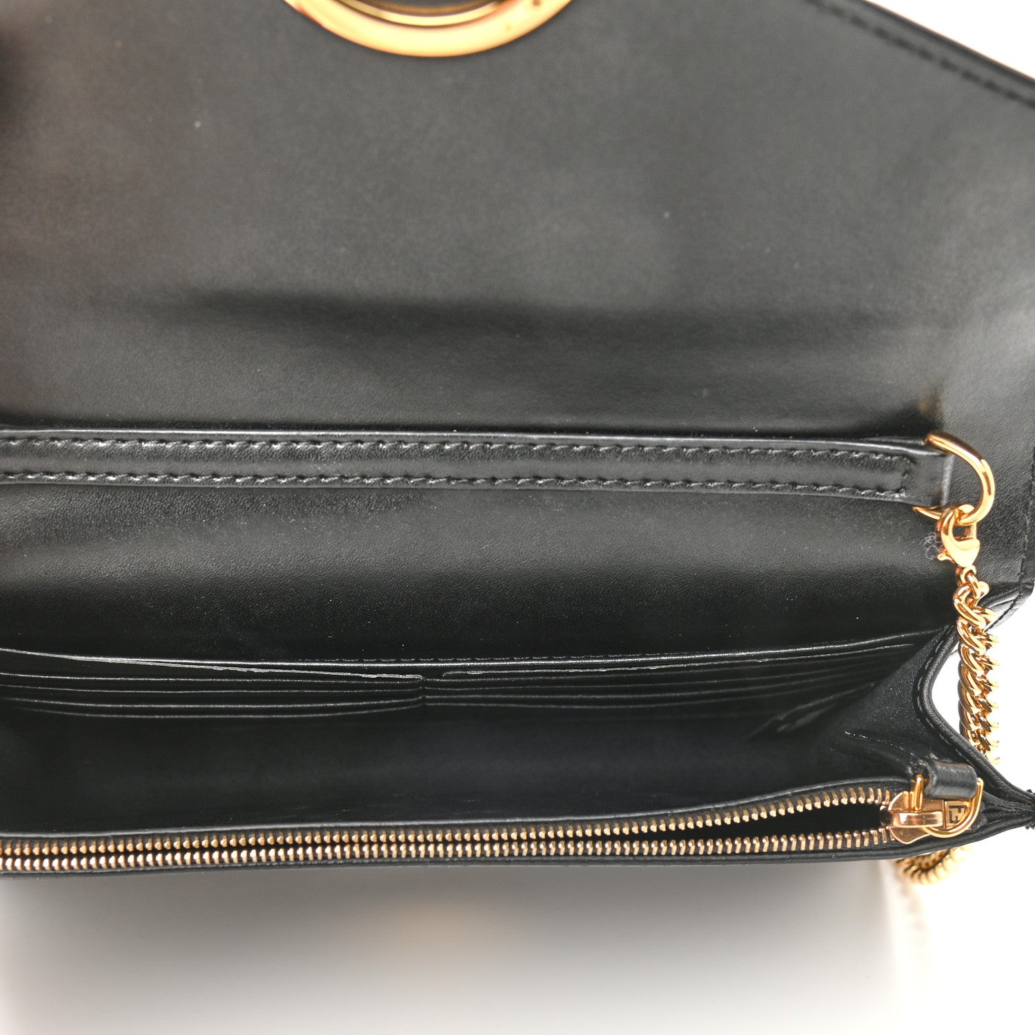 Fendi Vitello Liberty F is Fendi Studded Medium Envelope Wallet on Chain Black 5 of 10