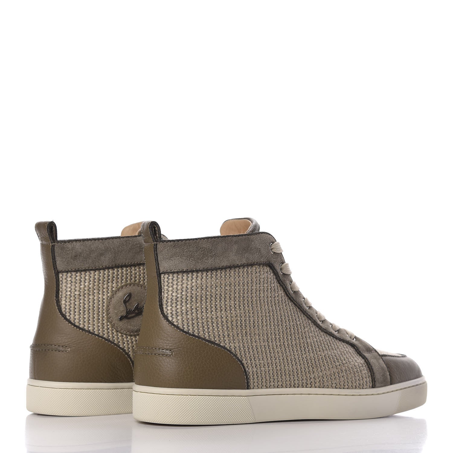 Christian Louboutin Cotton Rafia Calfskin Veau Velours Mens Rantus Flat Sneakers 41.5 Beige 4 of 7