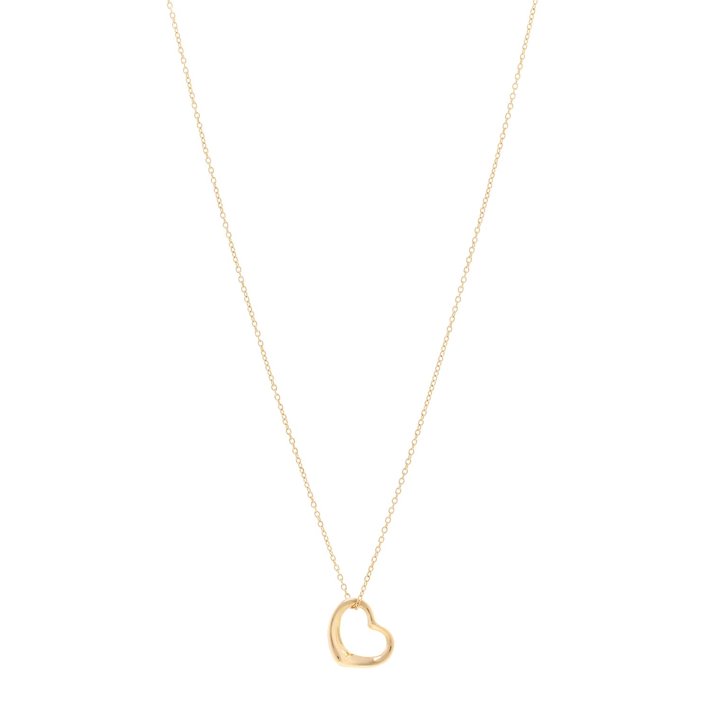 18K Yellow Gold 14mm Elsa Peretti Open Heart Pendant Necklace