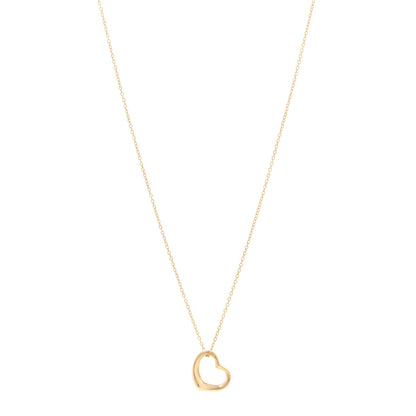 Tiffany 18K Yellow Gold 14mm Elsa Peretti Open Heart Pendant Necklace 1 of 5