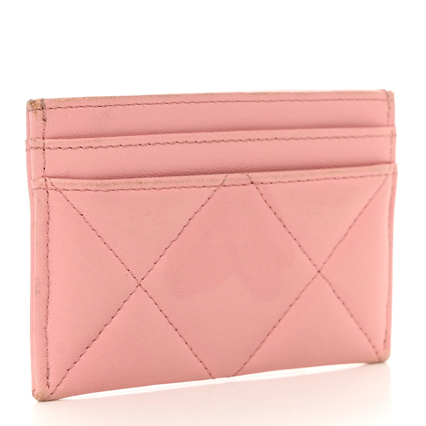 Lambskin Quilted Chanel 19 Card Holder Light Pink