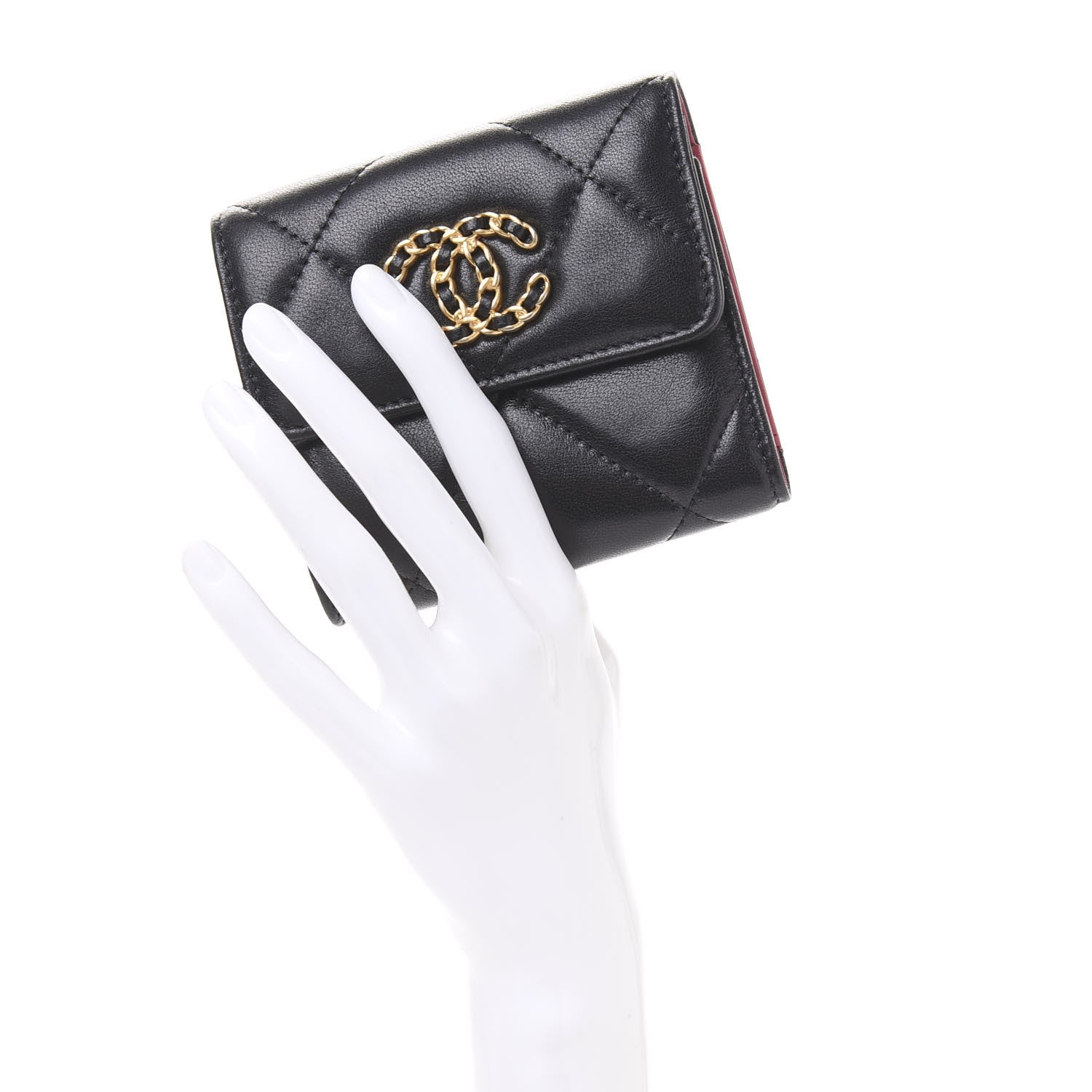 Chanel Lambskin Quilted 19 Small Flap Wallet Black 2 of 11