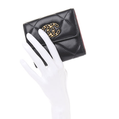 Chanel Lambskin Quilted 19 Small Flap Wallet Black 2 of 11