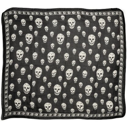 Alexander McQueen Silk Chiffon Skull Scarf Black Ivory 1 of 6