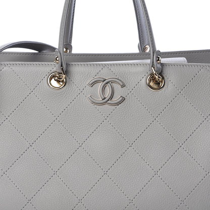 Chanel Calfskin Stitched Medium Shopping Tote Grey 8 of 12