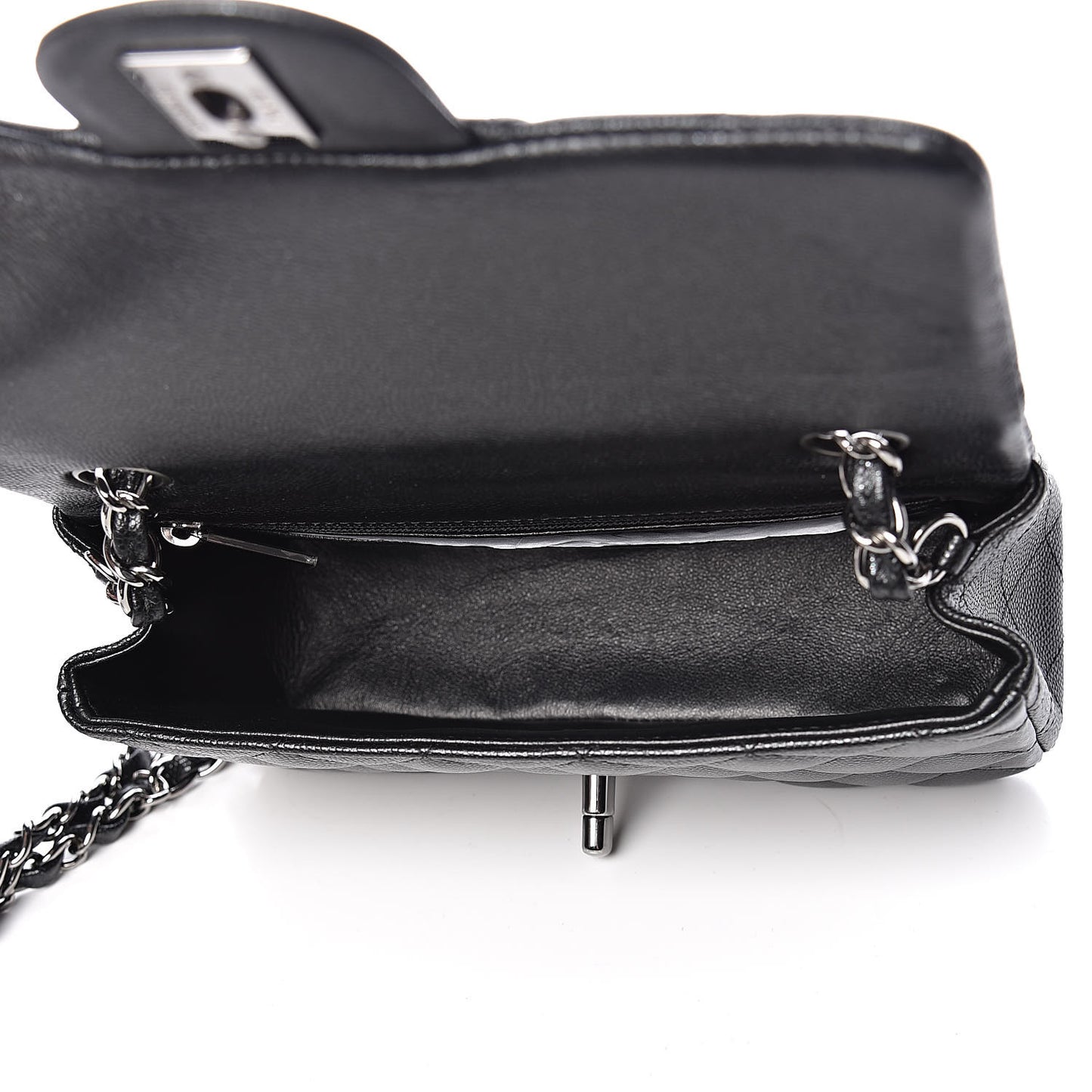 Iridescent Caviar Quilted Mini Rectangular Flap Black