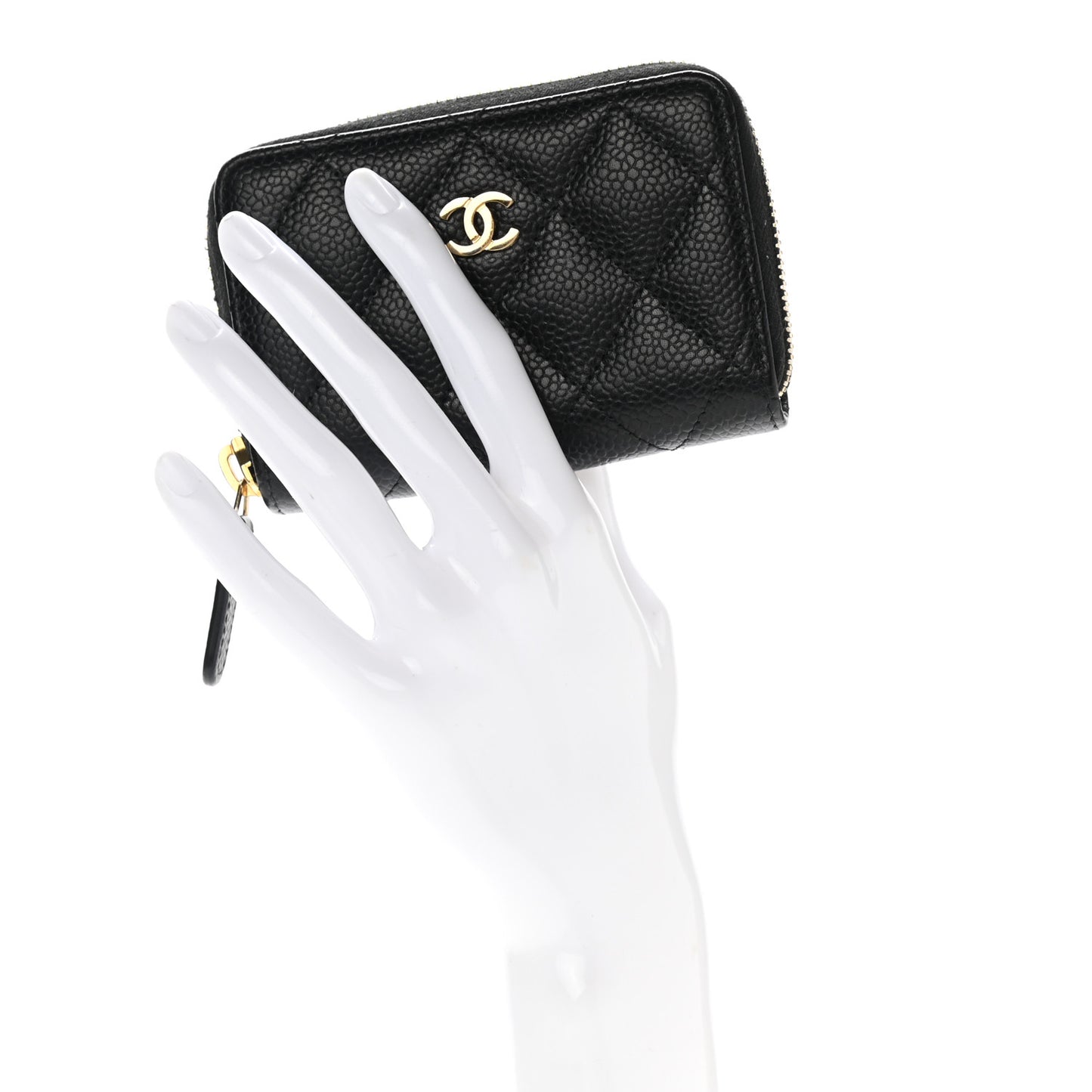 Caviar Quilted Zip Coin Purse Black