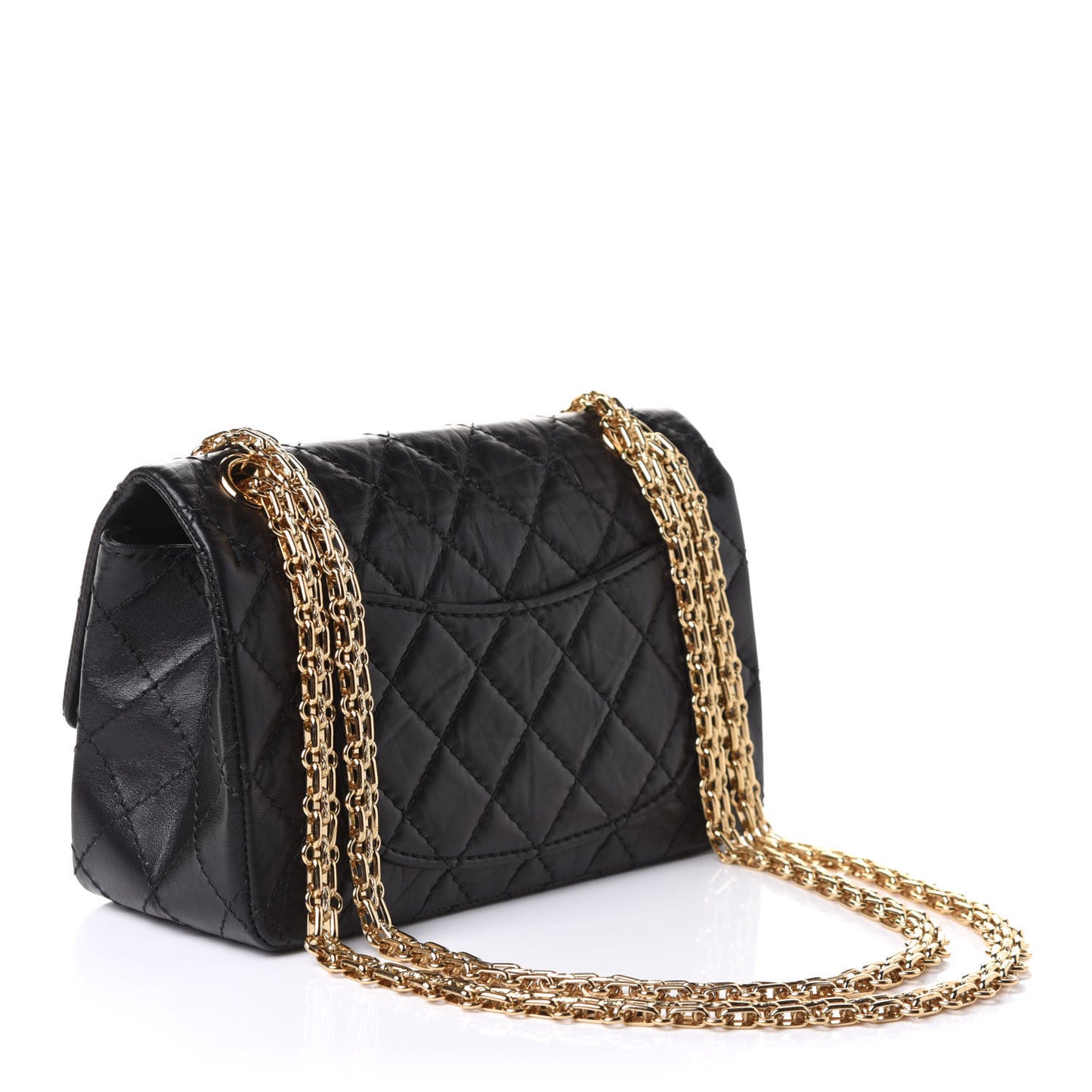 Aged Calfskin Quilted 2.55 Reissue Mini Flap Black