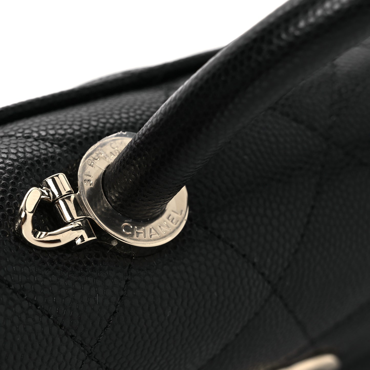 Caviar Quilted Maxi East West Coco Handle Flap Black