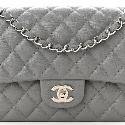 Chanel Caviar Quilted Medium Double Flap Grey 8 of 11