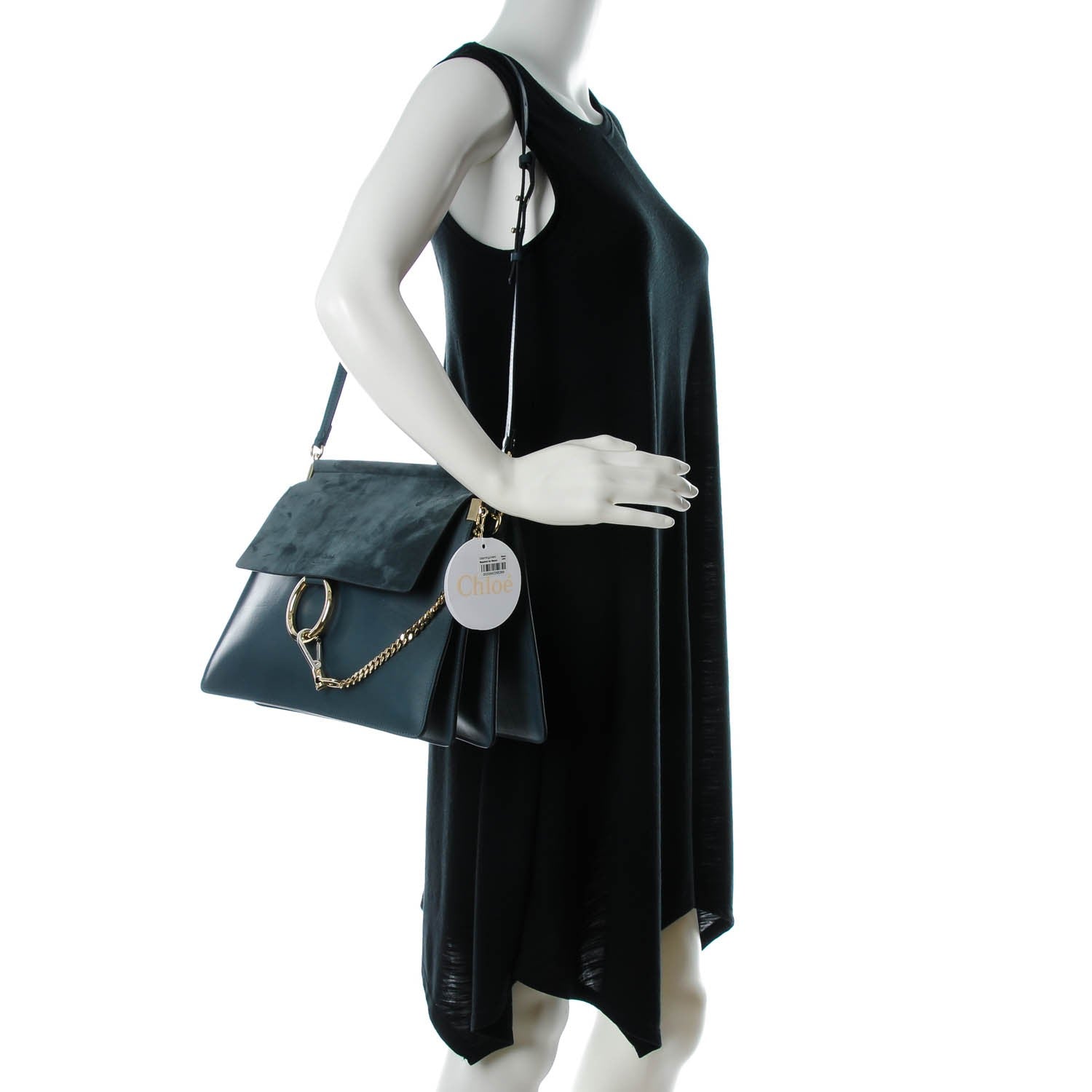 Chloe Suede Calfskin Medium Faye Shoulder Bag Silver Blue 2 of 11