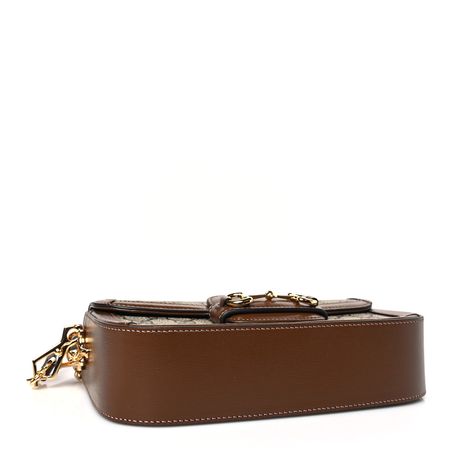 Gucci GG Supreme Monogram Small Horsebit 1955 Chain Shoulder Bag Beige Ebony Brown Sugar 4 of 9