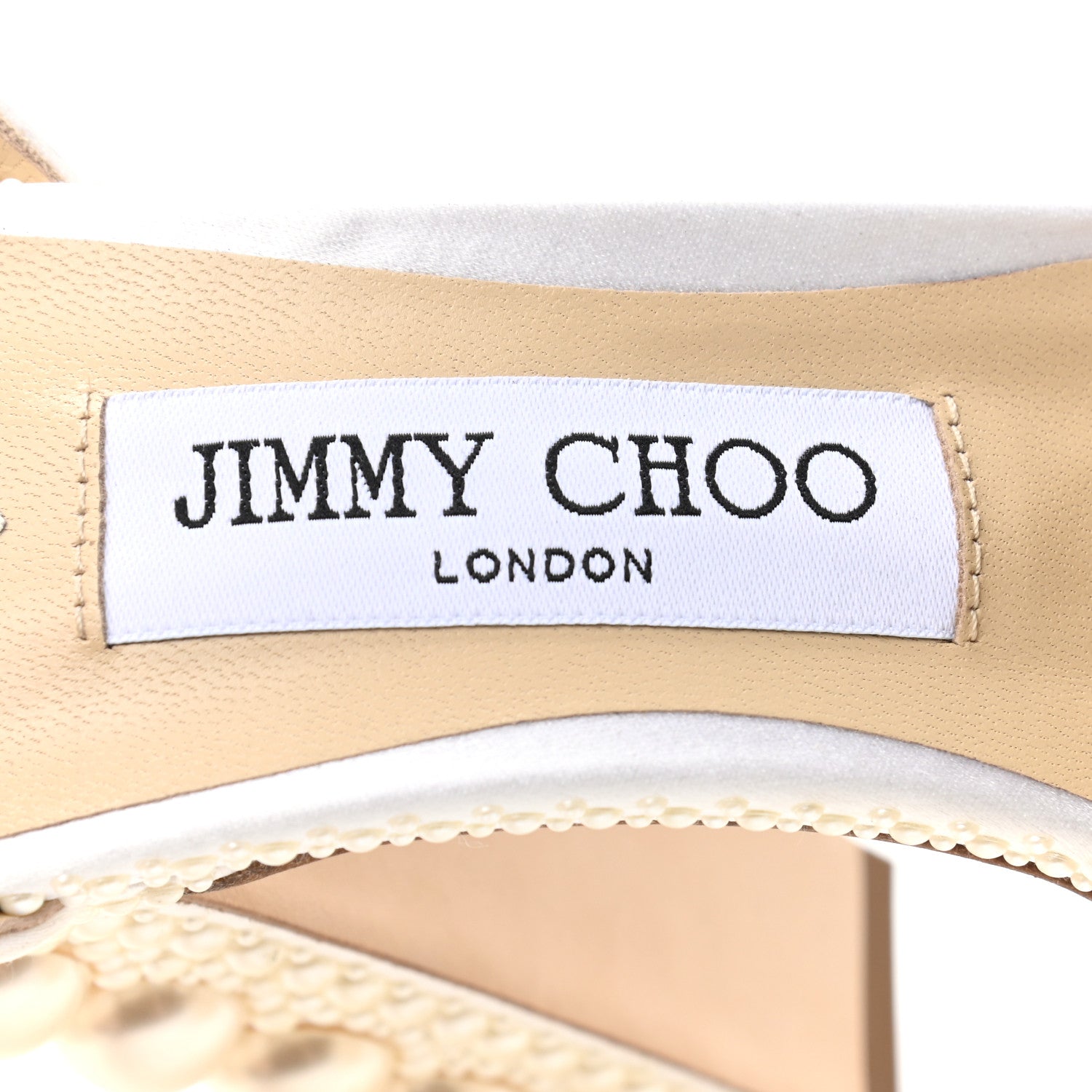 Jimmy Choo Pearl Satin Sacaria 120 Sandals 38.5 White 7 of 7