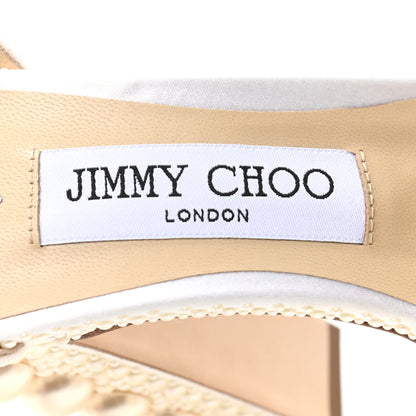 Jimmy Choo Pearl Satin Sacaria 120 Sandals 38.5 White 7 of 7