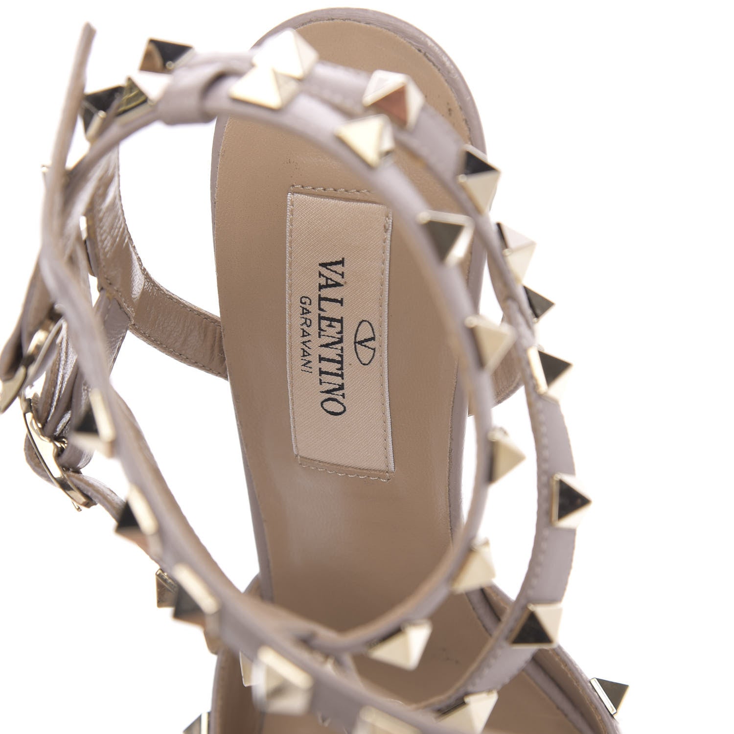 Valentino Garavani Nappa Rockstud Ankle Strap Low Heel Pumps 36 White Winter Poudre 6 of 10