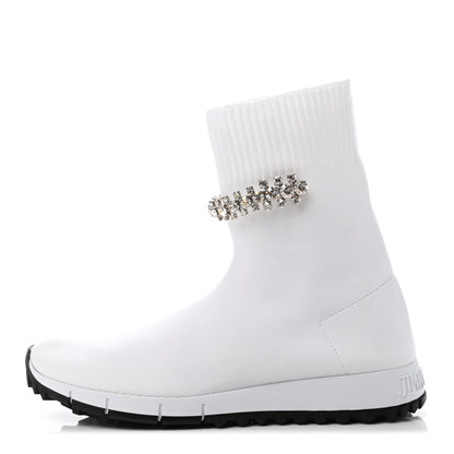 Jimmy Choo Stretch Fabric Crystal Regina Ankle Sock Sneakers 35.5 White 1 of 7