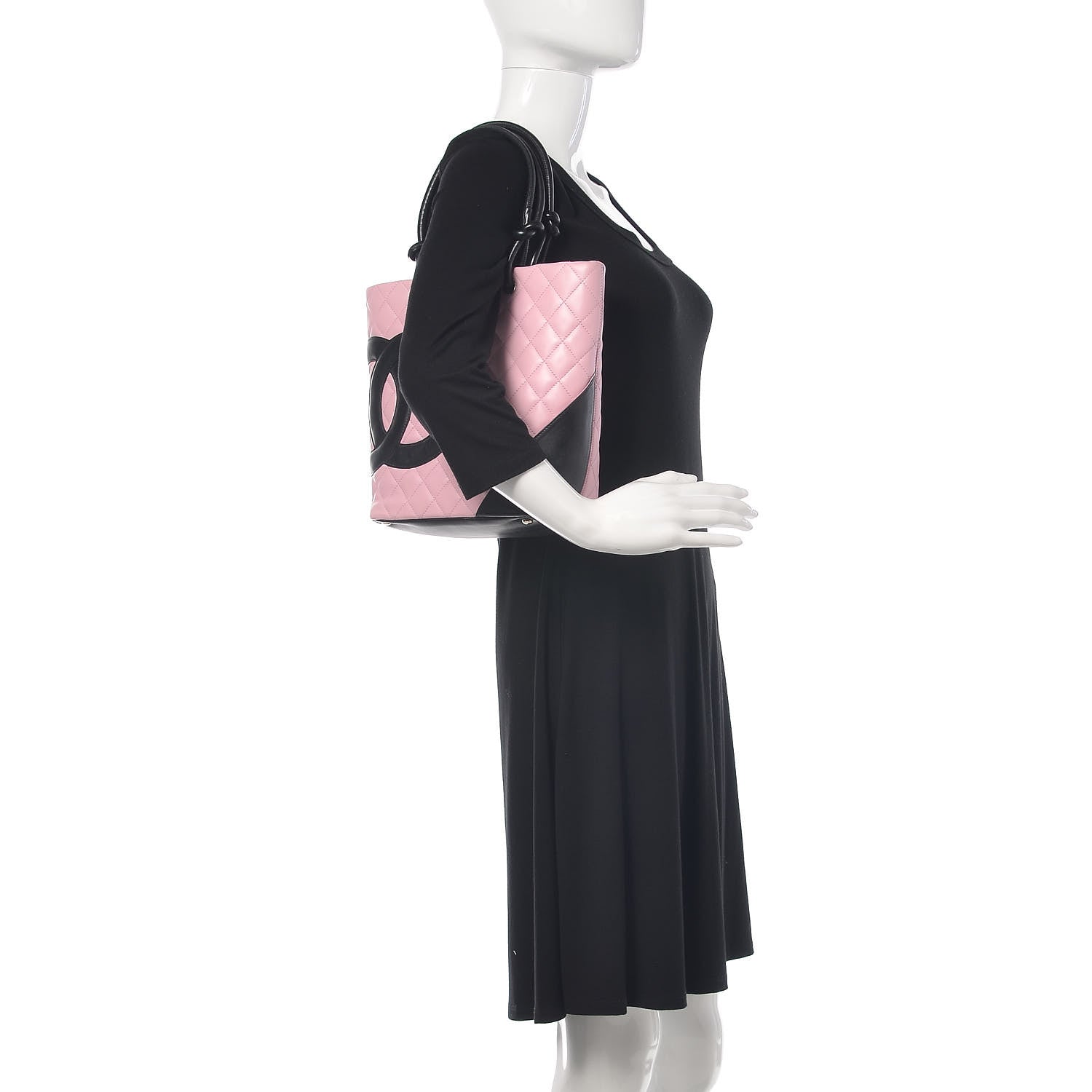 Chanel Calfskin Quilted Medium Cambon Tote Pink Black 2 of 11