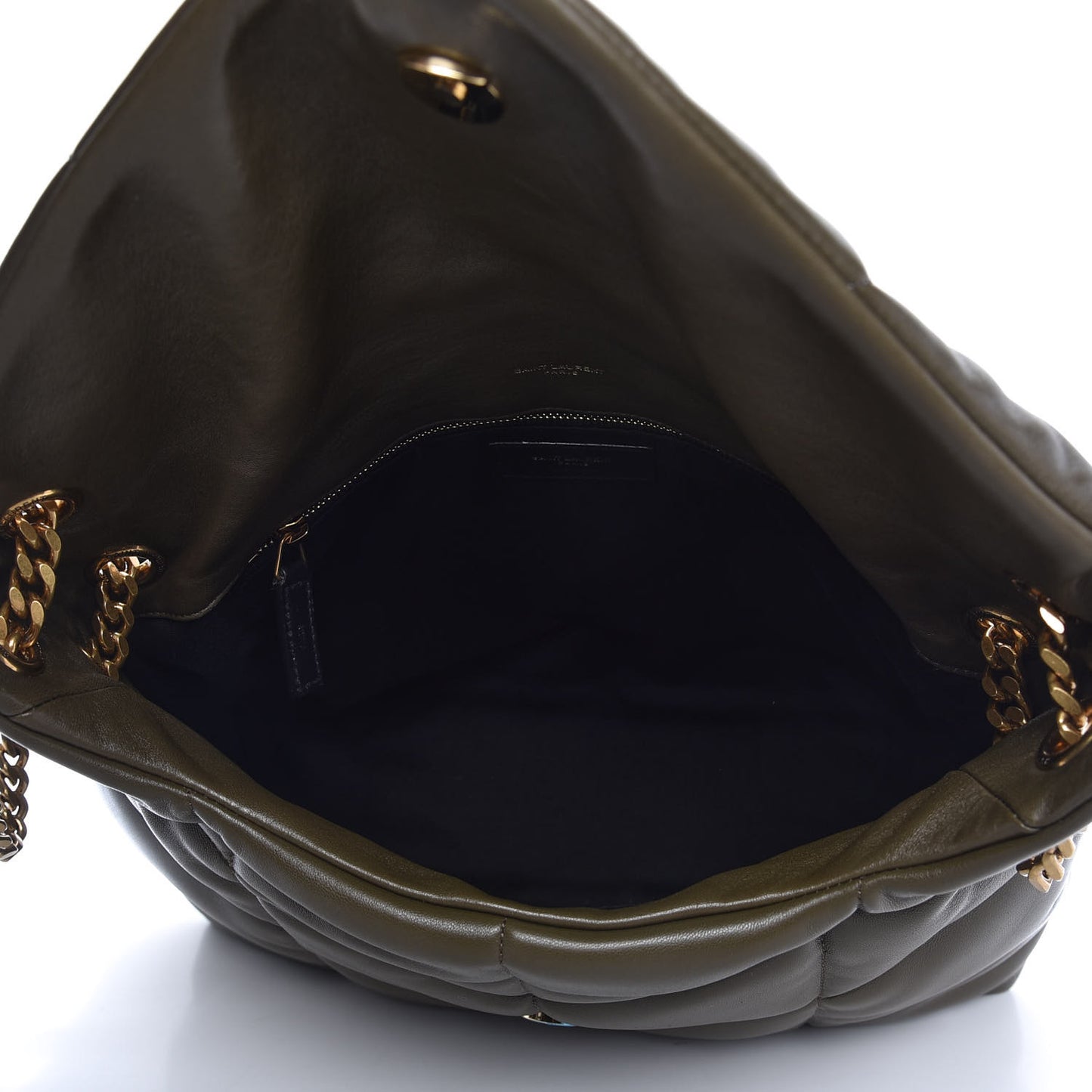 Lambskin Quilted Medium Loulou Puffer Monogram Chain Satchel Seaweed
