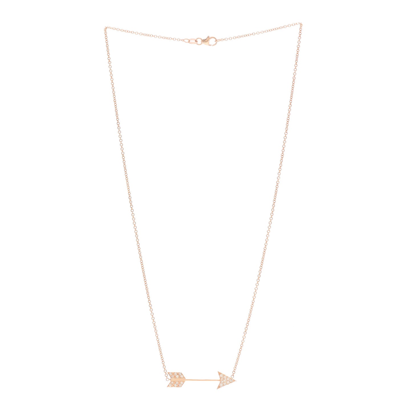 18K Rose Gold Diamond Arrow Necklace