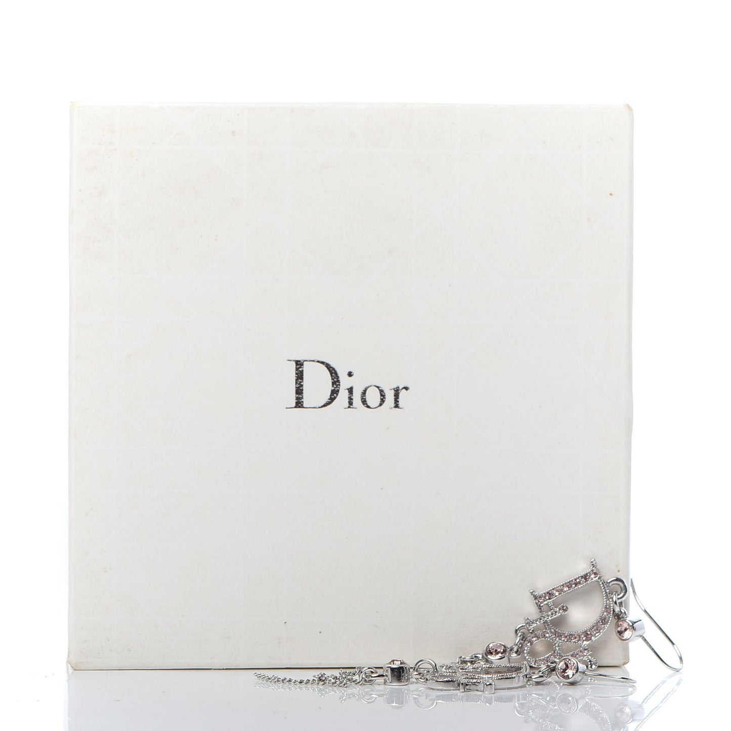 Crystal Signature Drop Earrings Pink Silver