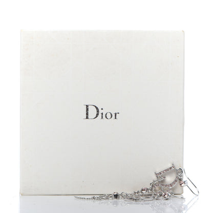 Christian Dior Crystal Signature Drop Earrings Pink Silver 4 of 4