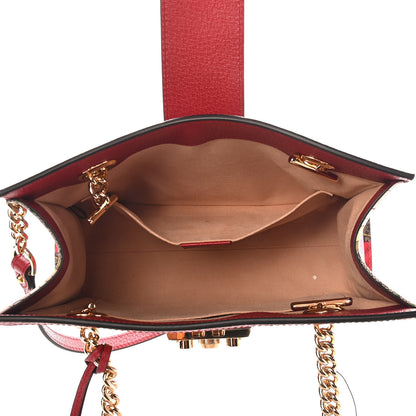 Gucci GG Supreme Monogram Flora Small Padlock Tote Red 5 of 10