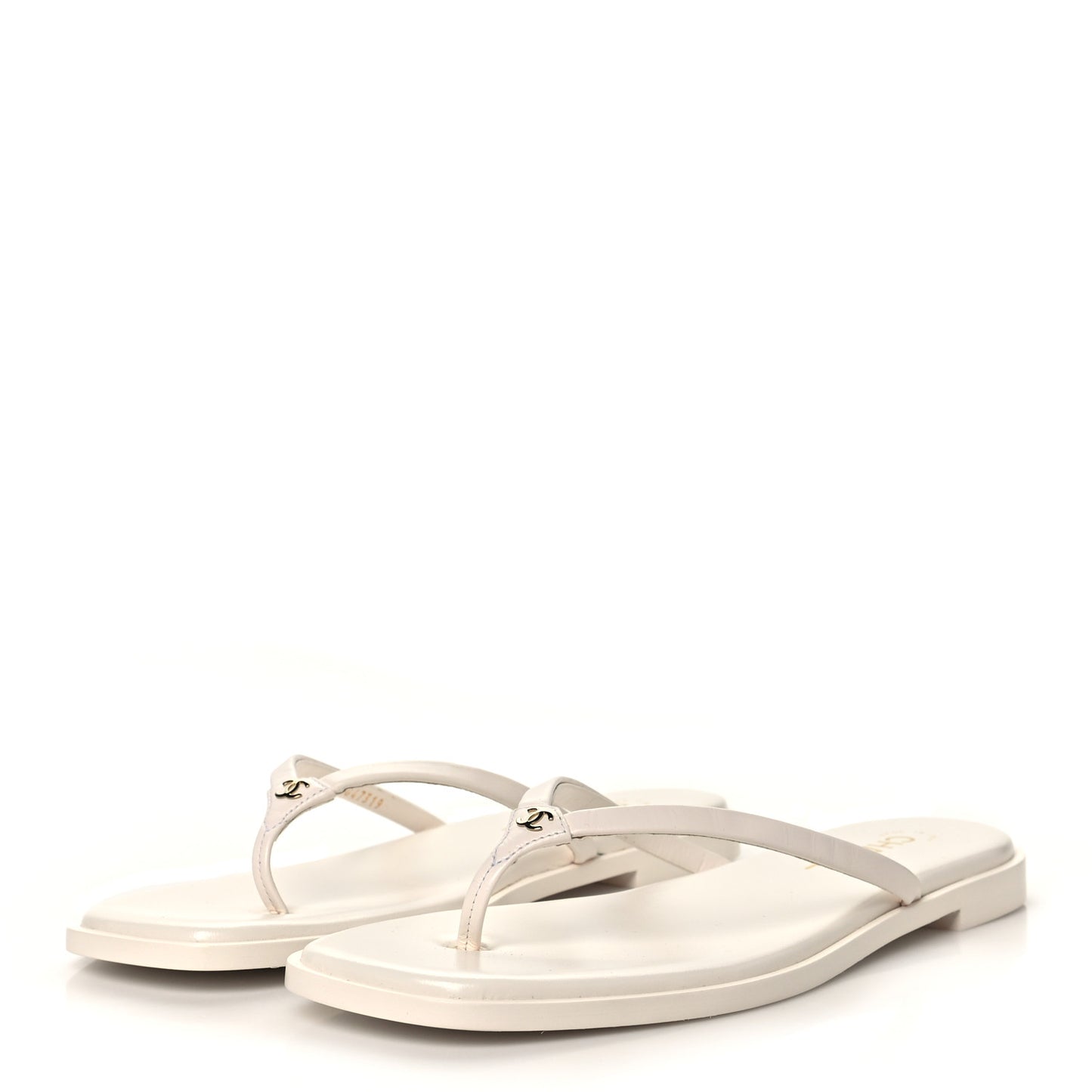 Goatskin CC Times Square Thong Sandals 42 White