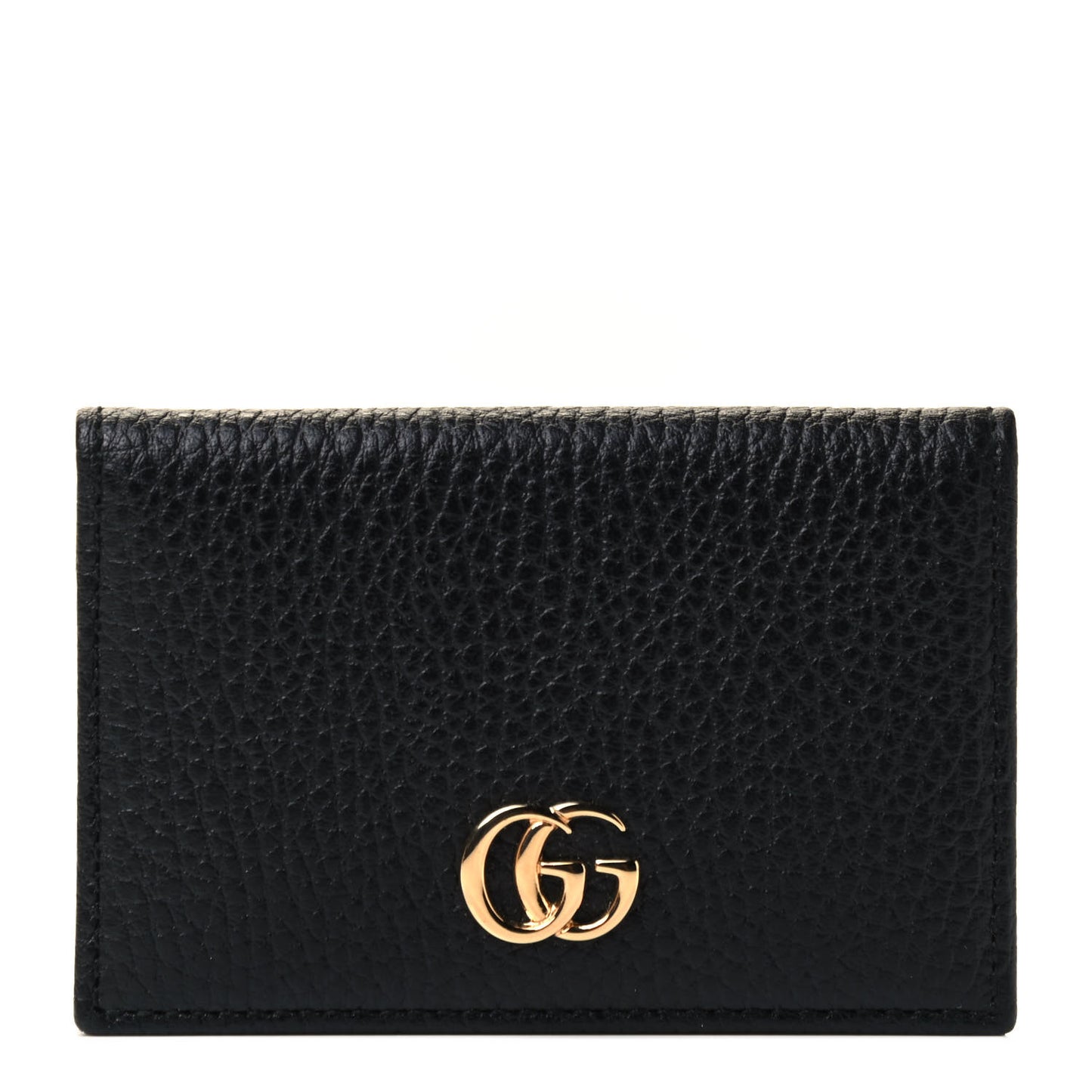 Pebbled Calfskin GG Marmont Card Case Black