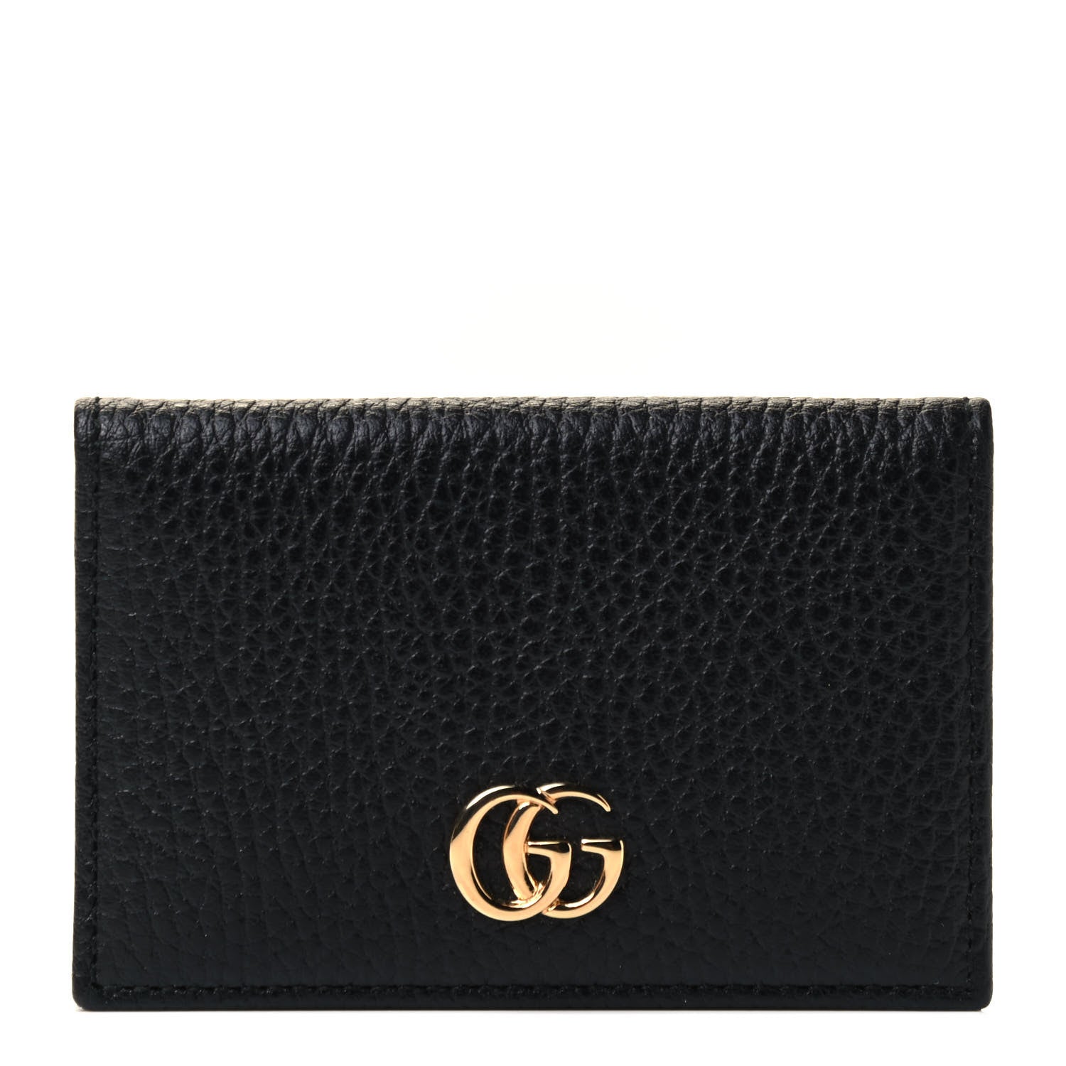 Gucci Pebbled Calfskin GG Marmont Card Case Black 1 of 4