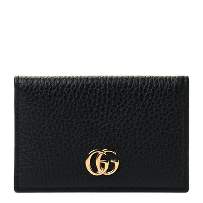 Gucci Pebbled Calfskin GG Marmont Card Case Black 1 of 4
