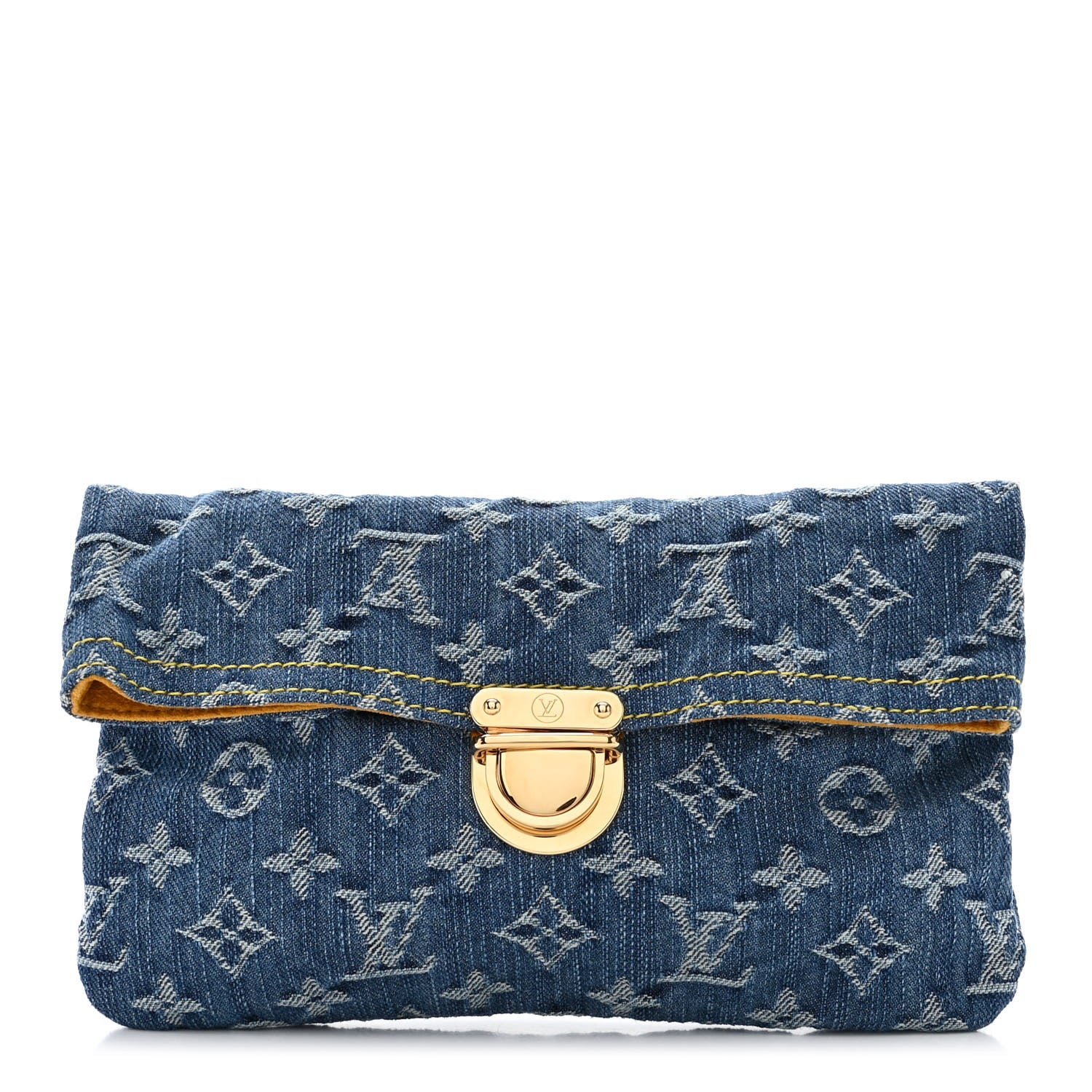 Louis Vuitton Monogram Denim Pochette Plat Clutch Blue 1 of 11