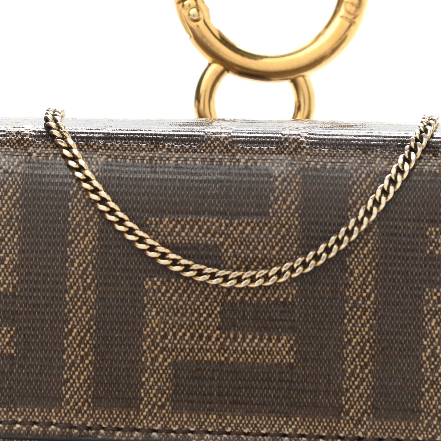 Glazed Fabric FF 1974 Nano Baguette Charm Mogano Panna