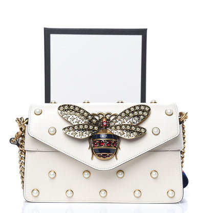 Gucci Nappa Pearl Studded Mini Queen Margaret Broadway Shoulder Bag Mystic White 9 of 9