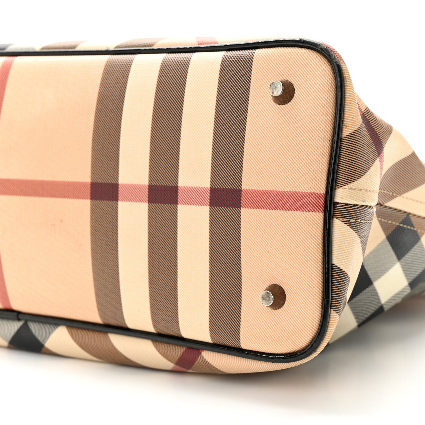 Patent Trim Nova Check Shopper Tote Black