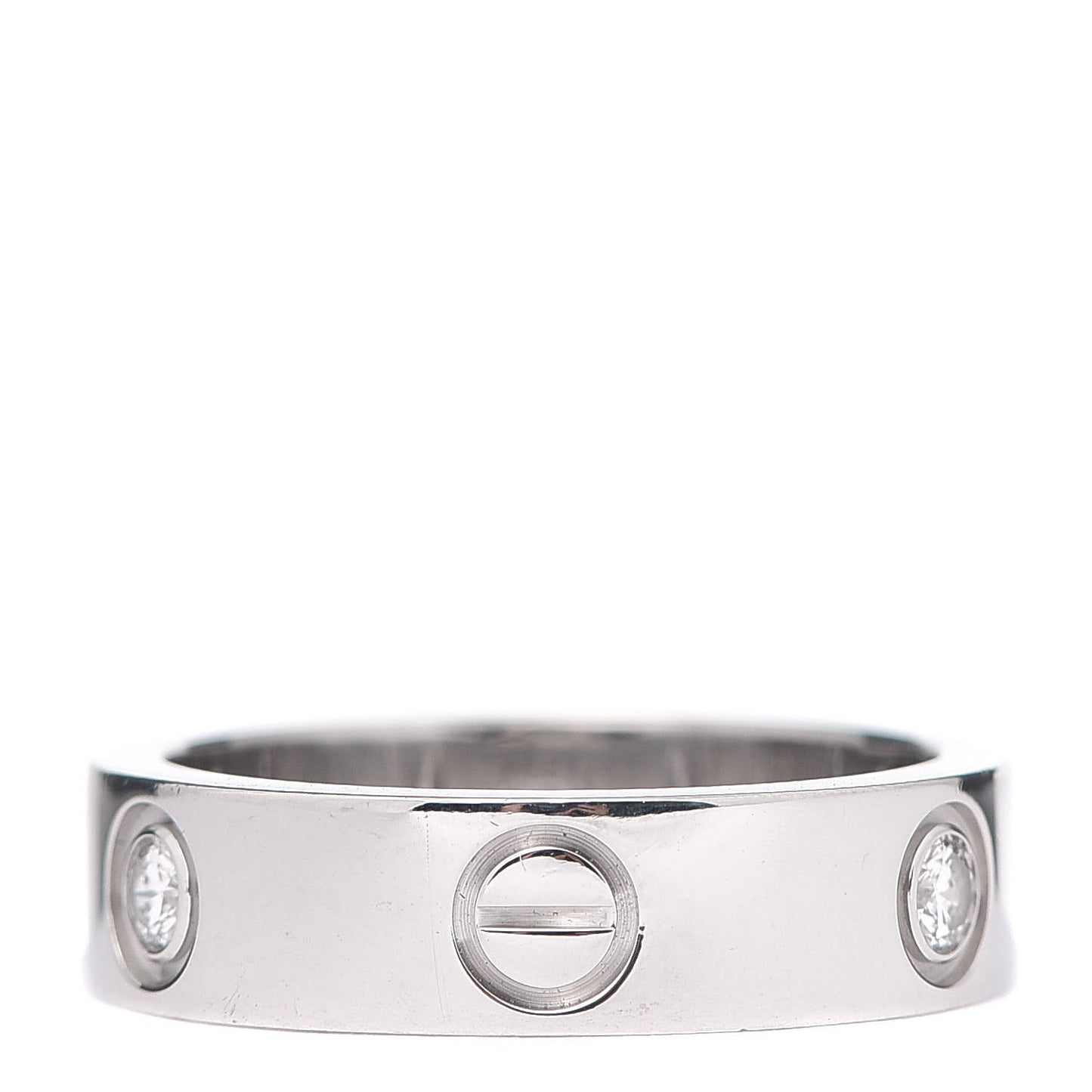 18K White Gold 3 Diamond 5.5mm LOVE Ring 54 6.75