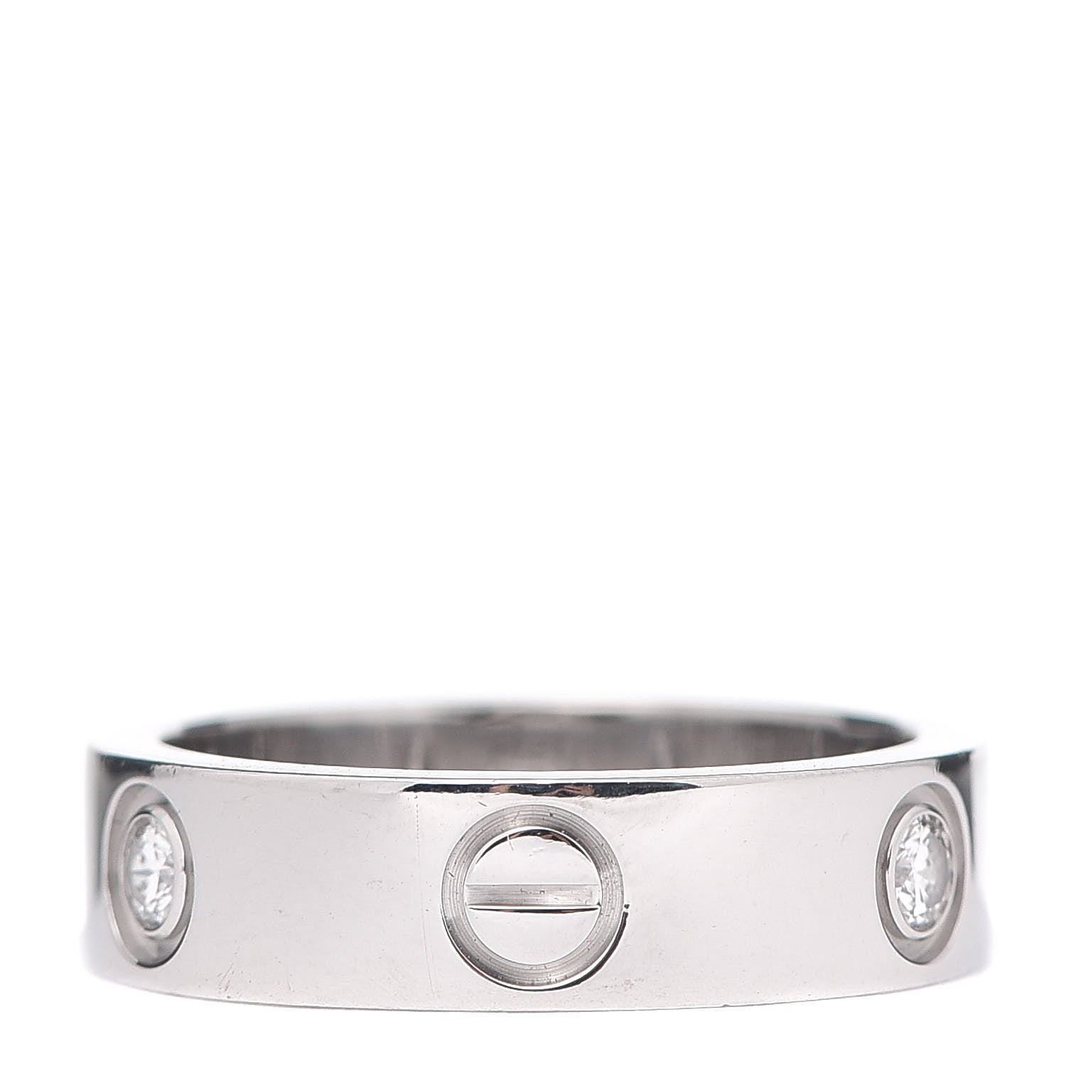 Cartier 18K White Gold 3 Diamond 5.5mm LOVE Ring 54 6.75 3 of 4