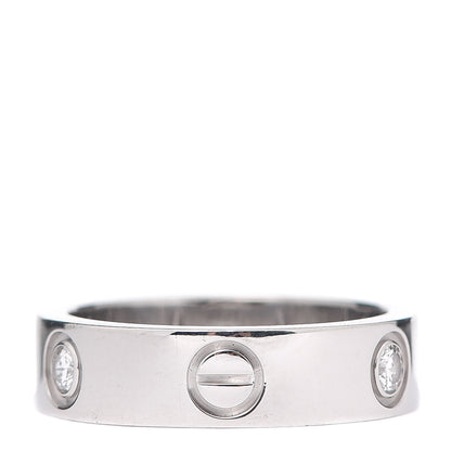 Cartier 18K White Gold 3 Diamond 5.5mm LOVE Ring 54 6.75 3 of 4