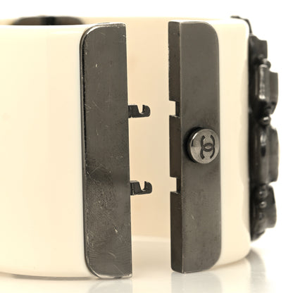 Chanel Resin Crystal CC Wide Cuff Ivory 4 of 7