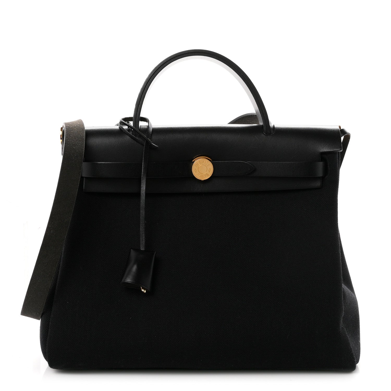 Hermes Military Toile Vache Hunter Herbag Zip Retourne 31 PM Black 1 of 11