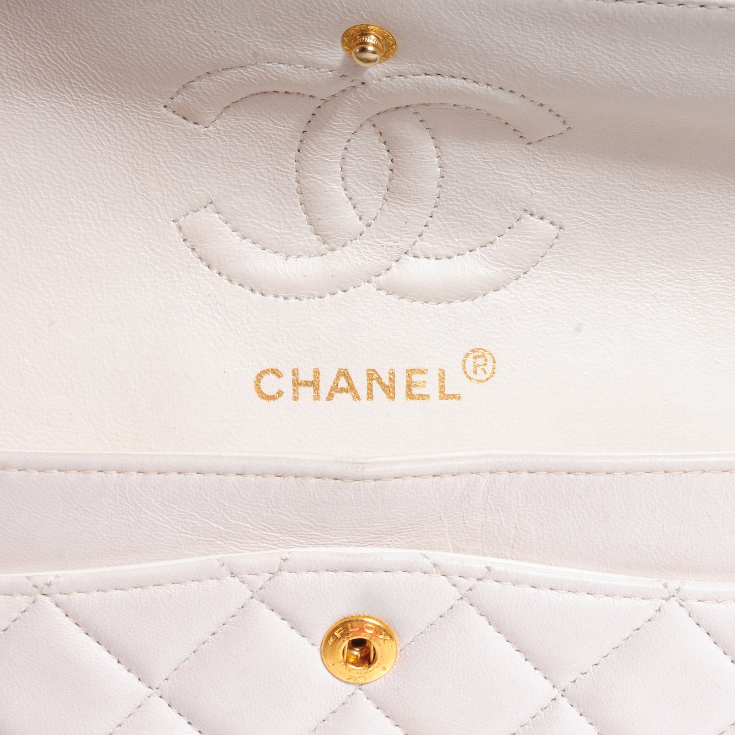 Lambskin Quilted Small Double Flap White
