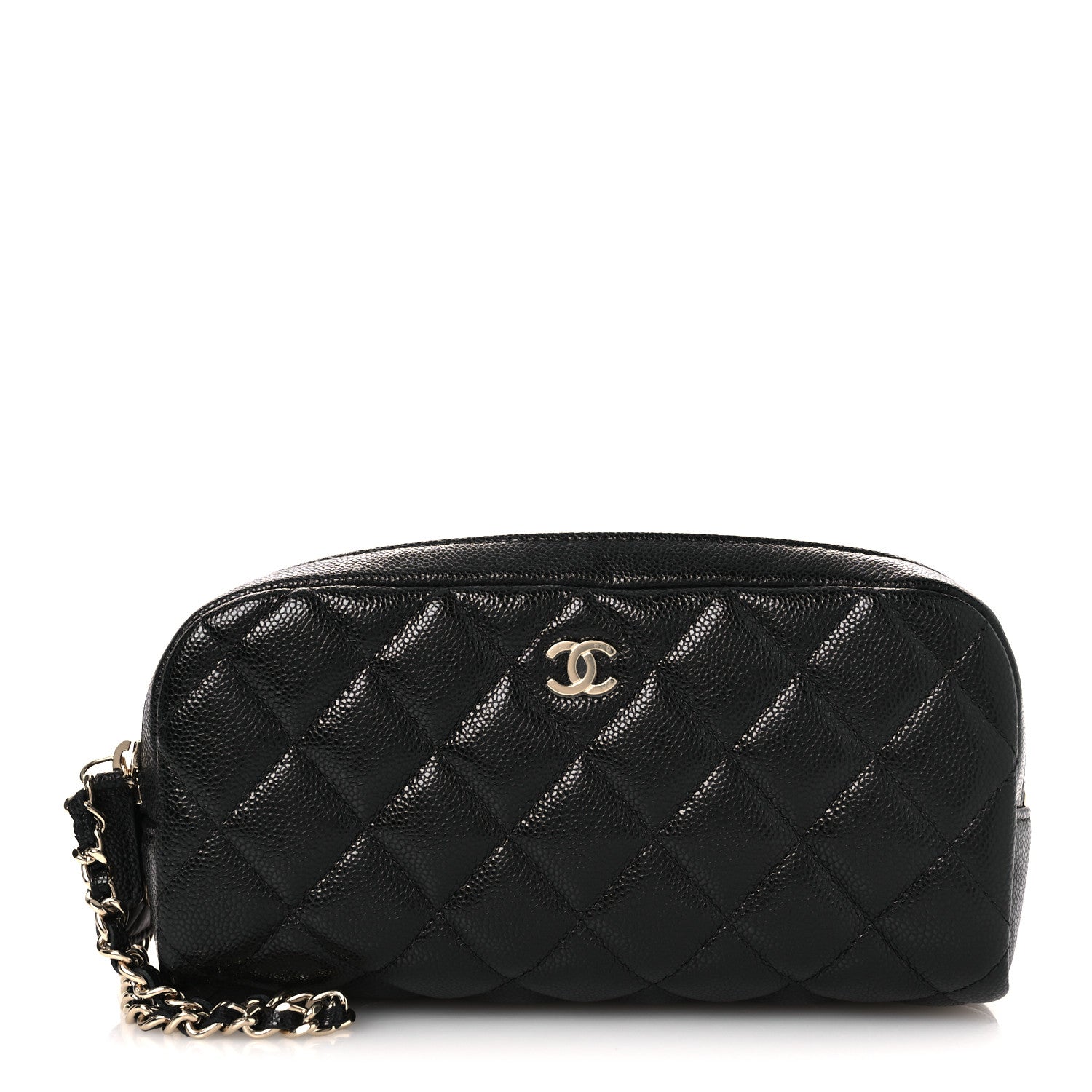Chanel Caviar Quilted Double Zip Pouch Cosmetic Case Black Black 1 of 12