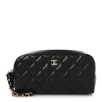 Chanel Caviar Quilted Double Zip Pouch Cosmetic Case Black Black 1 of 12
