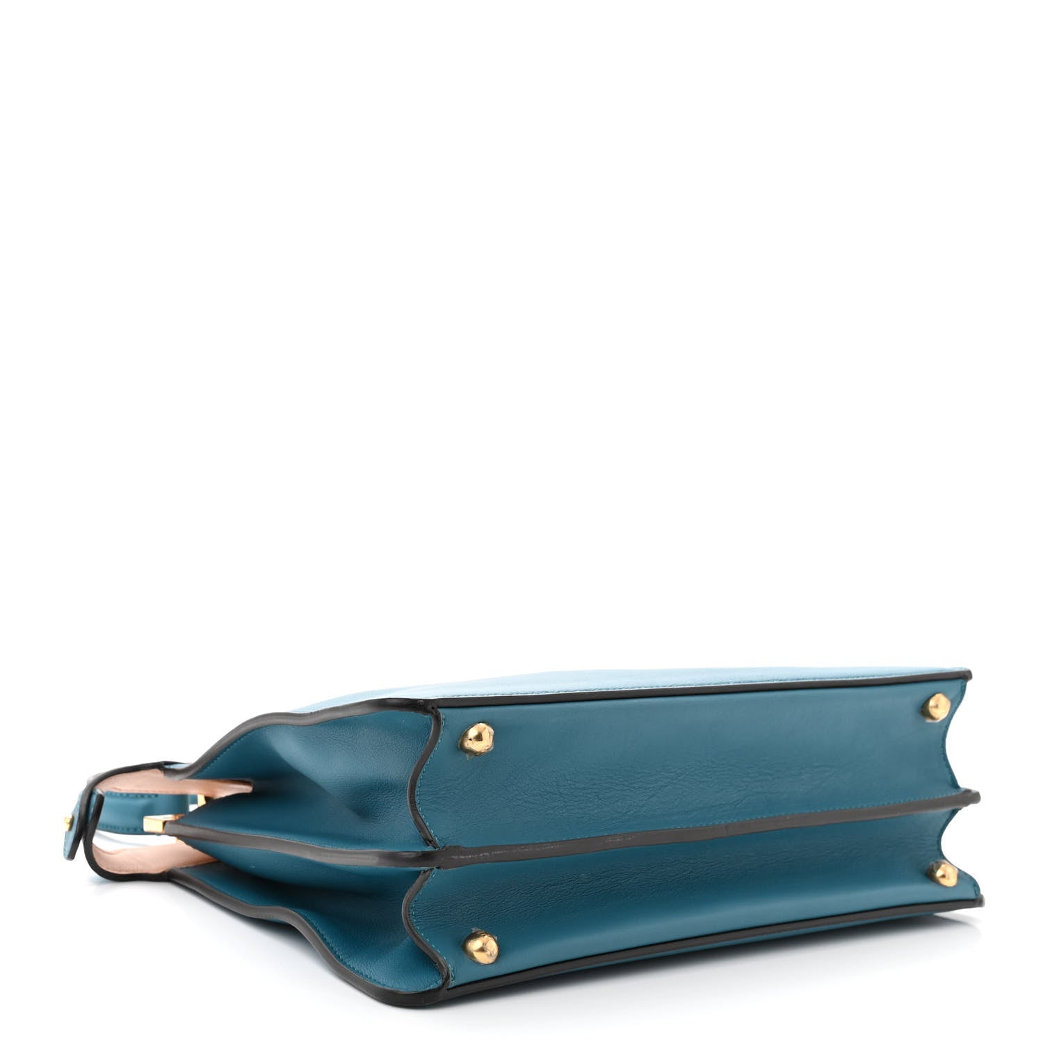 Fendi Vitello Seta Shiny Nappa Medium Peekaboo I SEE U Satchel Blue Velvet Light Rose 4 of 11