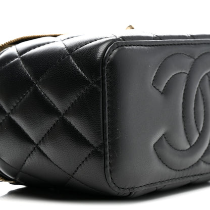 Chanel Lambskin Quilted Enamel CC Pearl Crush Small Vanity Case With Chain Black 10 of 13