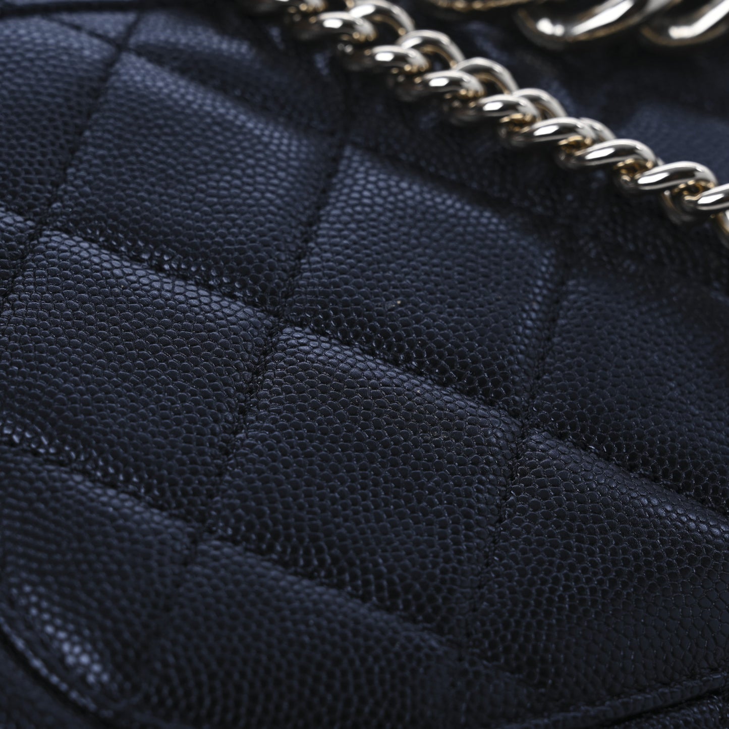 Caviar Quilted Large Studded Flap Black